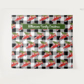 Rustieke Zwarte Plaid Kersttruck Fotohokje Wandkleed (Voorkant (horizontaal))