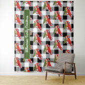 Rustieke Zwarte Plaid Kersttruck Fotohokje Wandkleed (In situ)