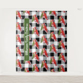 Rustieke Zwarte Plaid Kersttruck Fotohokje Wandkleed (Voorkant)