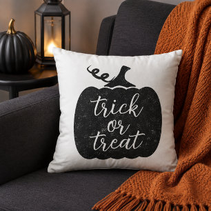 Rustieke Zwarte Pompoen Trick or Treat Schrift Kussen