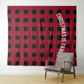 Rustieke Zwarte Rode Buffalo Plaid Familie Fotohok Wandkleed (In Situ (horizontaal))