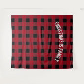 Rustieke Zwarte Rode Buffalo Plaid Familie Fotohok Wandkleed (Voorkant (horizontaal))