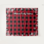 Rustieke Zwarte Rode Plaid Sneeuw Kerst Foto Booth Wandkleed (Voorkant (horizontaal))