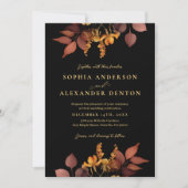 Rustieke Zwarte Roest Herfst Bloemen Wedding Kaart (Voorkant)