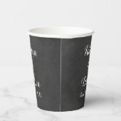 Rustieke Zwarte Schoolbord Script Monogram Huwelij Papieren Bekers (Rechts)