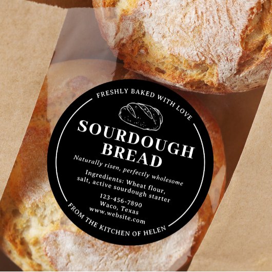 Rustieke Zwarte Sourdough Bakkerij Brood Sticker