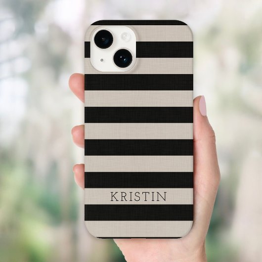 Rustieke zwarte strepen monogram Case-Mate iPhone case