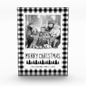 Rustieke Zwarte Witte Buffelruit Kerstmis Fotoblokken (Voorkant)