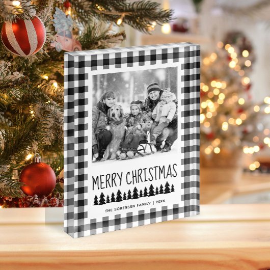 Rustieke Zwarte Witte Buffelruit Kerstmis Fotoblokken