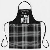 Rustieke zwarte witte geruite monogram naam keuken schort (Voorkant)
