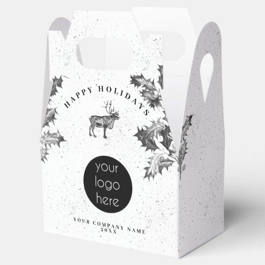 Rustieke Zwarte Witte Kerstvakantie Zakelijk Logo  Bedankdoosjes (Geopend)