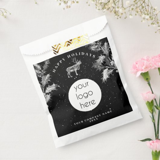 Rustieke Zwarte Witte Kerstvakantie Zakelijk Logo  Bedankzakje (Gezegeld)