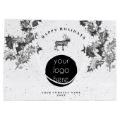 Rustieke Zwarte Witte Kerstvakantie Zakelijk Logo  Groot Cadeauzakje (Achterkant)