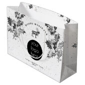Rustieke Zwarte Witte Kerstvakantie Zakelijk Logo  Groot Cadeauzakje (Achterkant Gekanteld)