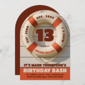 Rustieke zwembad-donut, zwembadfeestje verjaardag kaart (Voorkant / Achterkant)