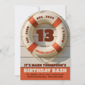 Rustieke zwembad-donut, zwembadfeestje verjaardag kaart (Voorkant)