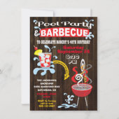 Rustieke zwembad- en BBQ-feestuitnodigingen Kaart (Voorkant)
