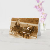 Rustig aan, Billy!  Geitenmeisje in Wagon Folie Wenskaart (Orchidee)