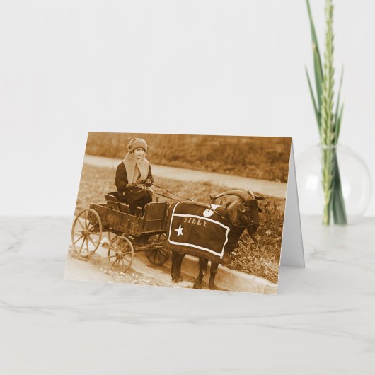 Rustig aan, Billy!  Geitenmeisje in Wagon Folie Wenskaart (Voorkant)