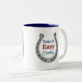 Rustig aan Cowboy Tweekleurige Koffiemok (Voorkant rechts)