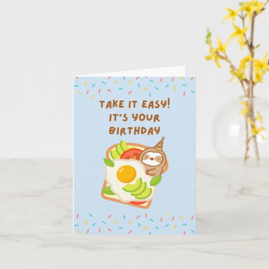 Rustig aan, het is je verjaardag Sunny-Side Up Egg Kaart (Gele Bloem)