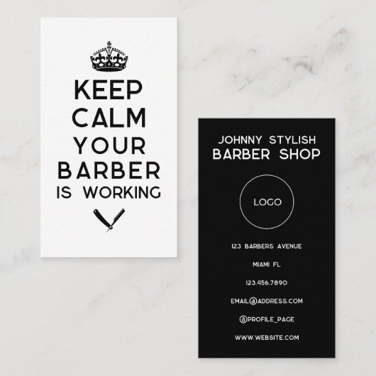 Rustig aan, je barber werkt. visitekaartje (Voorkant / Achterkant)
