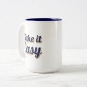 Rustig aan tweekleurige koffiemok (Voorkant links)