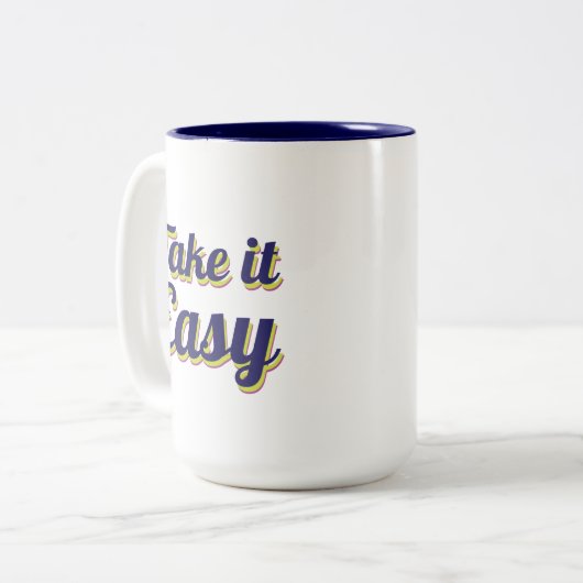 Rustig aan tweekleurige koffiemok (Voorkant links)