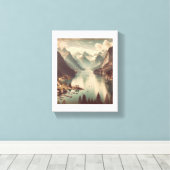 Rustig Alpenmeer –  stijl bergland Canvas Afdruk (Insitu (Houten vloer))