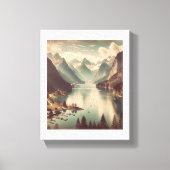Rustig Alpenmeer –  stijl bergland Canvas Afdruk (Voorkant)