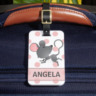 Rustig als een muis Schattigee Polka Dots Geperson Bagagelabel