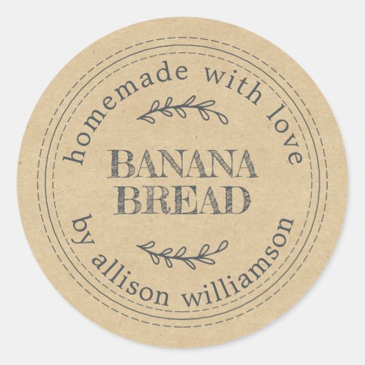 Rustig Ambachtelijk Bakgeschenk Kraft Papier Ronde Sticker (Voorkant)
