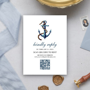 Rustig anker touw QR code RSVP bruiloft in marineb Informatiekaartje