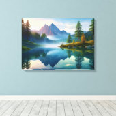 Rustig berglandschap canvas afdruk (Insitu (Houten vloer))