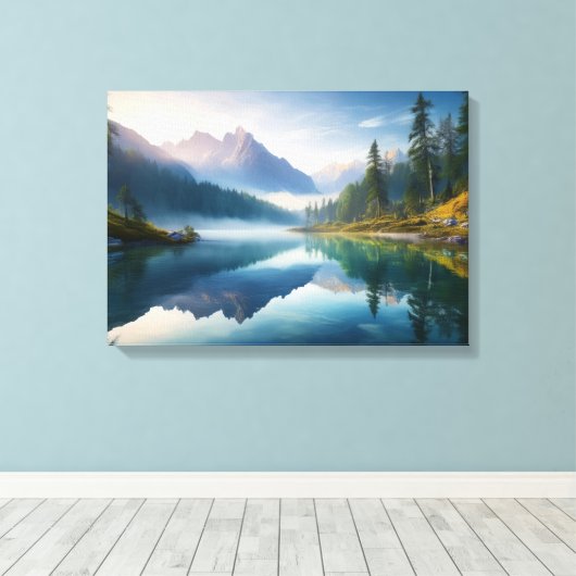 Rustig berglandschap canvas afdruk (Insitu (Houten vloer))