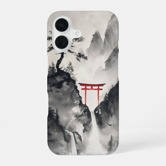 Rustig berglandschap iPhone 16 hoesje (Achterkant)