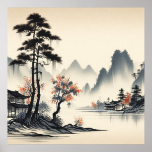 Rustig berglandschap poster