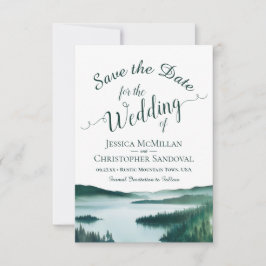 Rustig bergmeer landschap bestemming bruiloft save the date