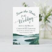 Rustig bergmeer landschap bestemming bruiloft save the date (Staand voorkant)