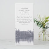 rustig bergmeer landschap blauw grijs bruiloft kaart (Staand voorkant)