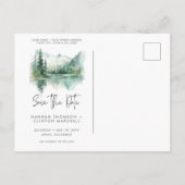 Rustig bergmeer scène foto save the date briefkaart (Achterkant)