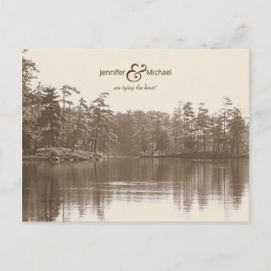 Rustig bergmeerlandschap antiek foto aankondigingskaart