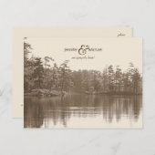 Rustig bergmeerlandschap antiek foto aankondigingskaart (Voorkant / Achterkant)
