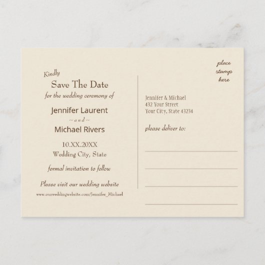 Rustig bergmeerlandschap antiek foto aankondigingskaart (Achterkant)