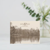 Rustig bergmeerlandschap antiek foto aankondigingskaart (Staand voorkant)