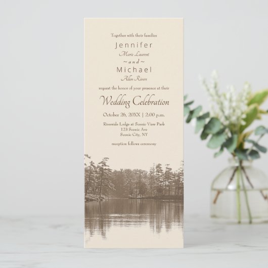 Rustig bergmeerlandschap antiek foto kaart (Staand voorkant)