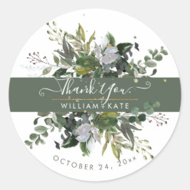Rustig Blad Blauwgom Eucalyptus Bedankt Ronde Sticker