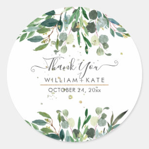 Rustig Blad Blauwgom Eucalyptus Bedankt Ronde Sticker