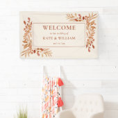 Rustig blad herfst trouwontvangst spandoek (Insitu)