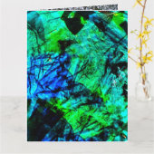 Rustig blauw abstract Gevouwen Wenskaart, Halcyon Kaart (Gele Bloem)